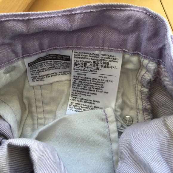 LEVI’S shorts 501 button fly mid jorts rise purple/lilac size 26 - Picture 5 of 8